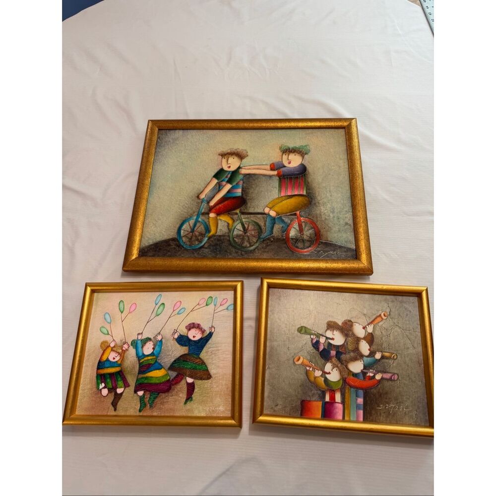 Lot Of 3 Joyce Roybal Canvas Paintings Pictures